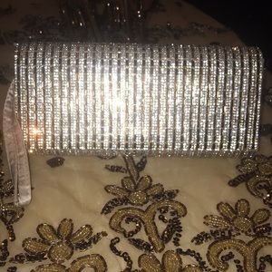 Gold sequin clutch